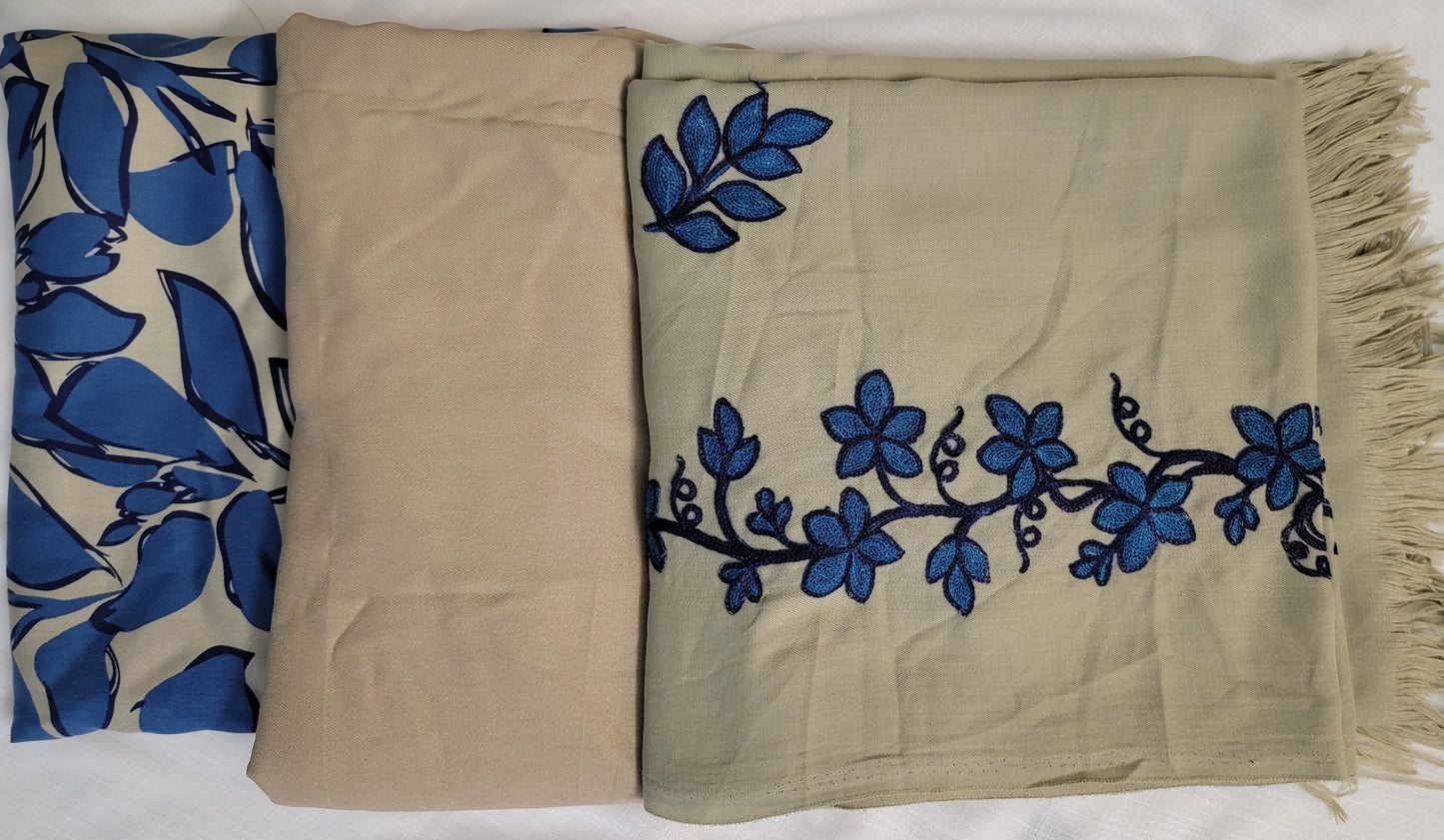 Marina Unstitched 3pc Suit - Embroidered Shawl