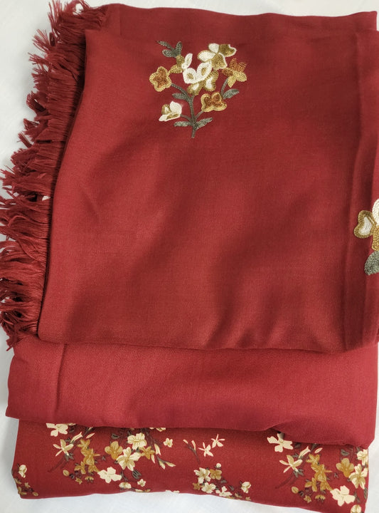 Marina Unstitched 3pc Suit - Embroidered Shawl